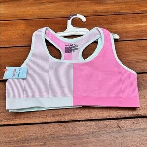 Cat & Jack Girls' 2pk Ribbed Sports Bra - Pink and Mint Size XL NWT